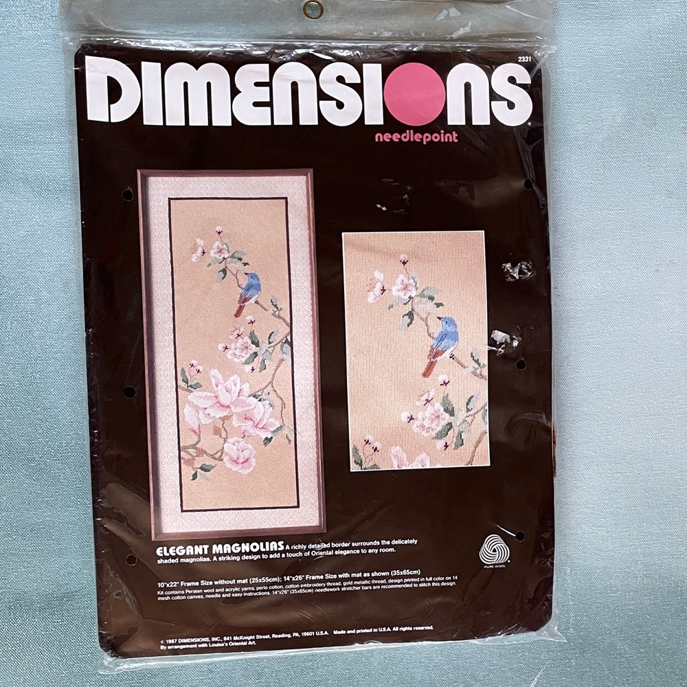 Dimensions Elegant Magnolias Needlepoint Kit 10”x22” Vintage 1987